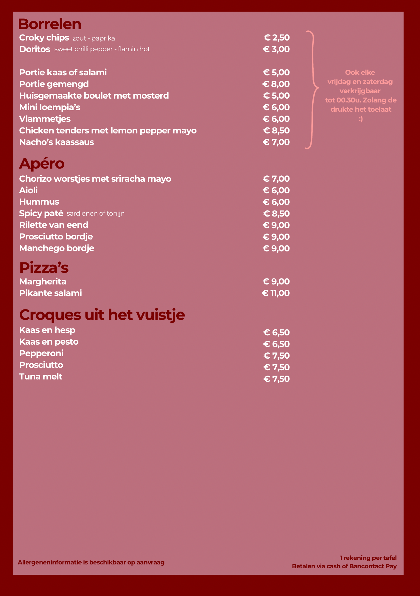 Miniatuur Menukaart 3